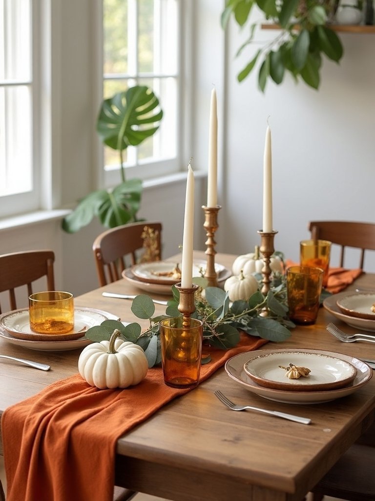 layered vintage cozy autumn tablescape