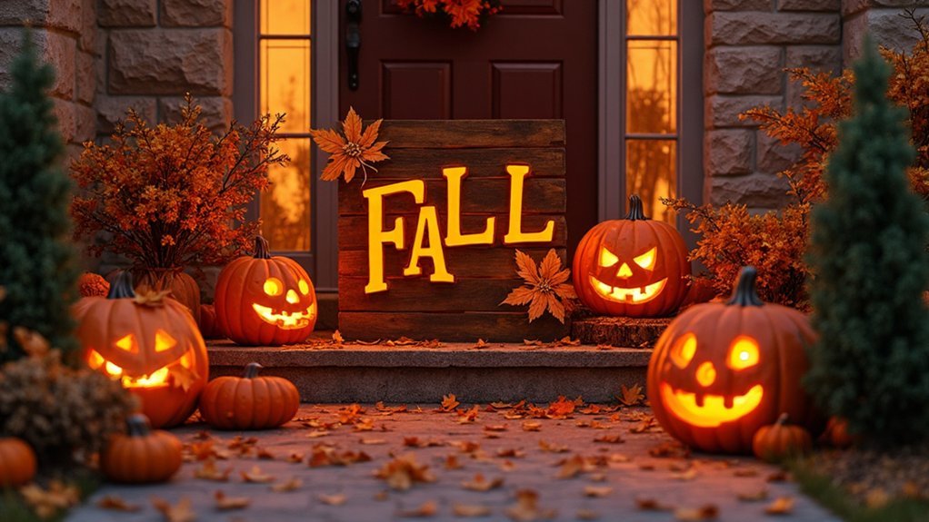 lighted fall porch sign