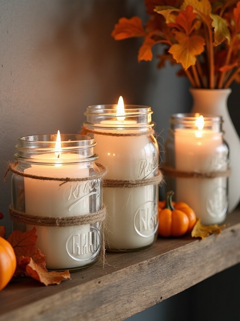 mason jars as candle holders