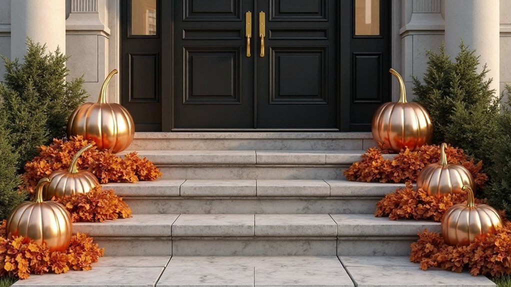 metallic pumpkin door decor