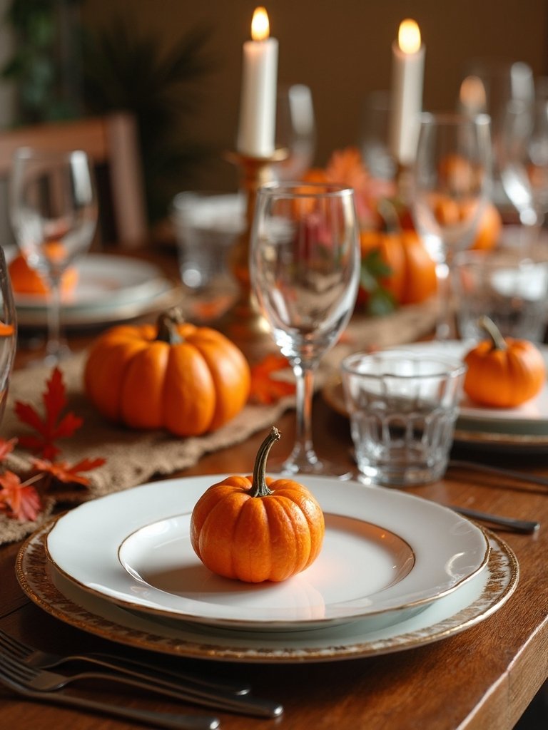 mini pumpkin place cards