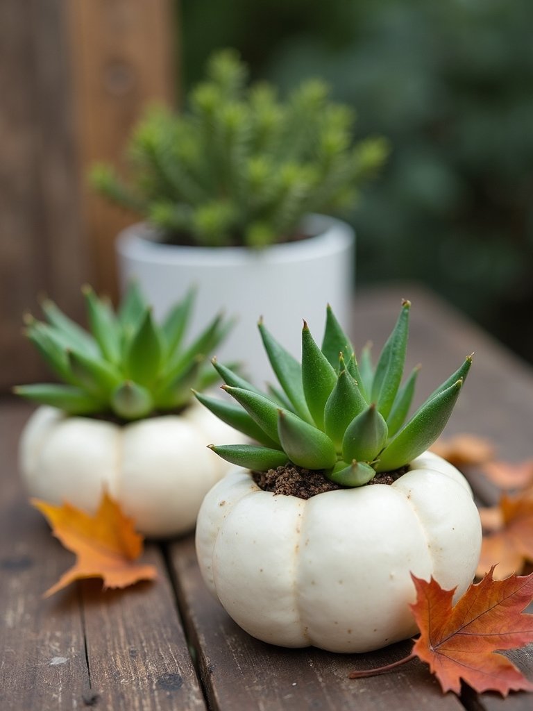 mini pumpkin succulent planters