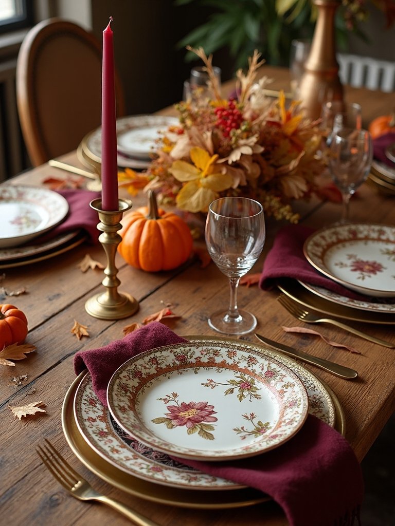 mismatched autumn dishware elegance