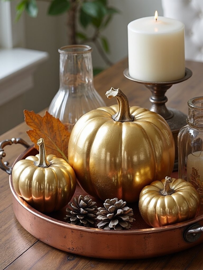 mixed metallic fall decor