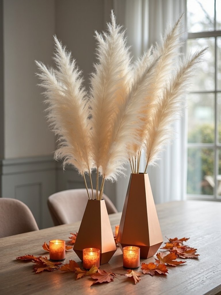 modern pampas grass centerpiece