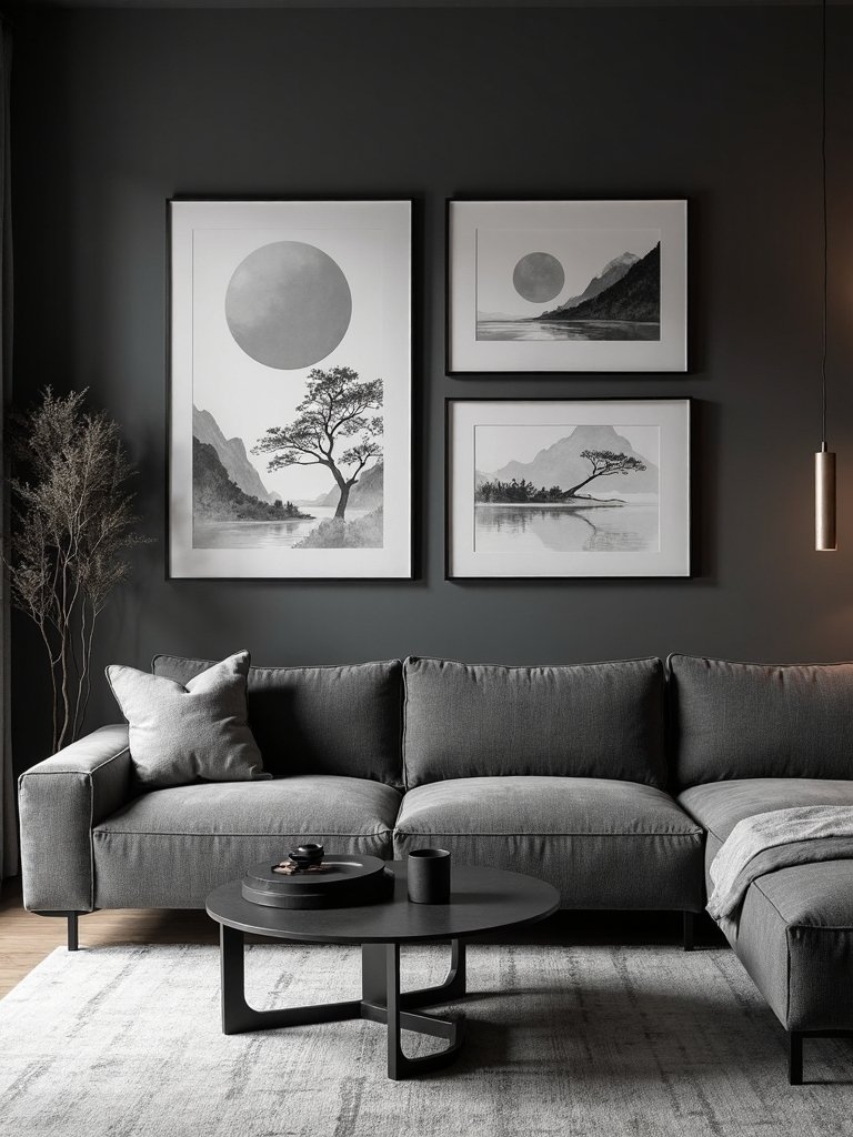 monochrome japandi gallery wall