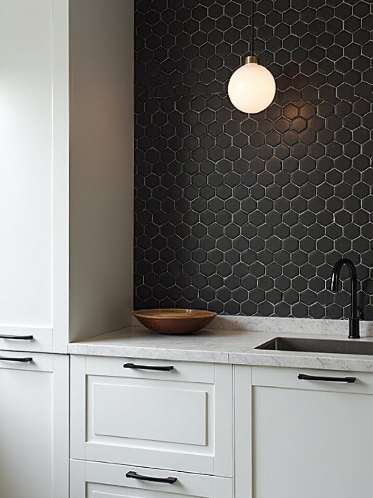 moody minimalist modern farmhouse backsplash