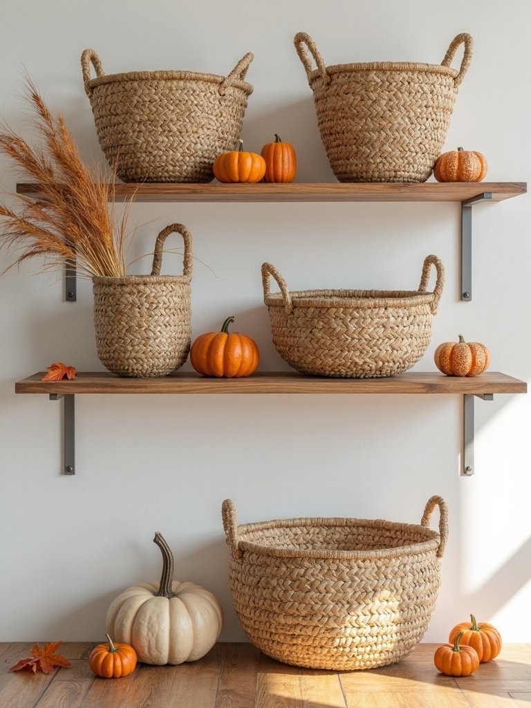natural woven basket display