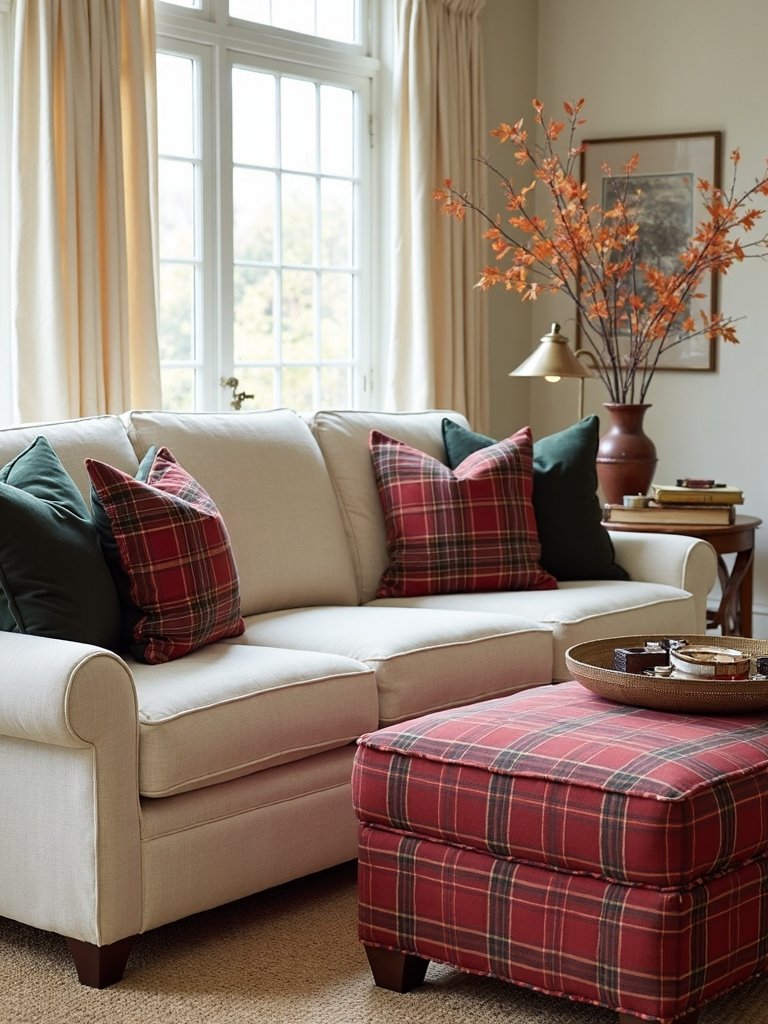 plaid accents enhance fall decor