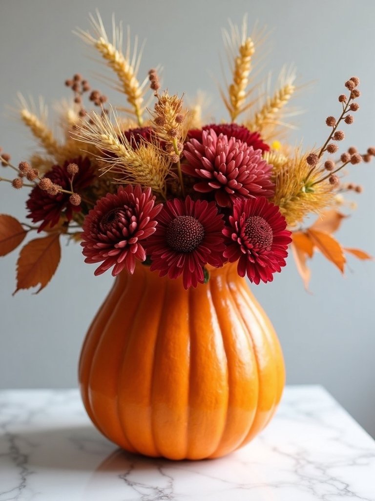 pumpkin floral centerpiece creation