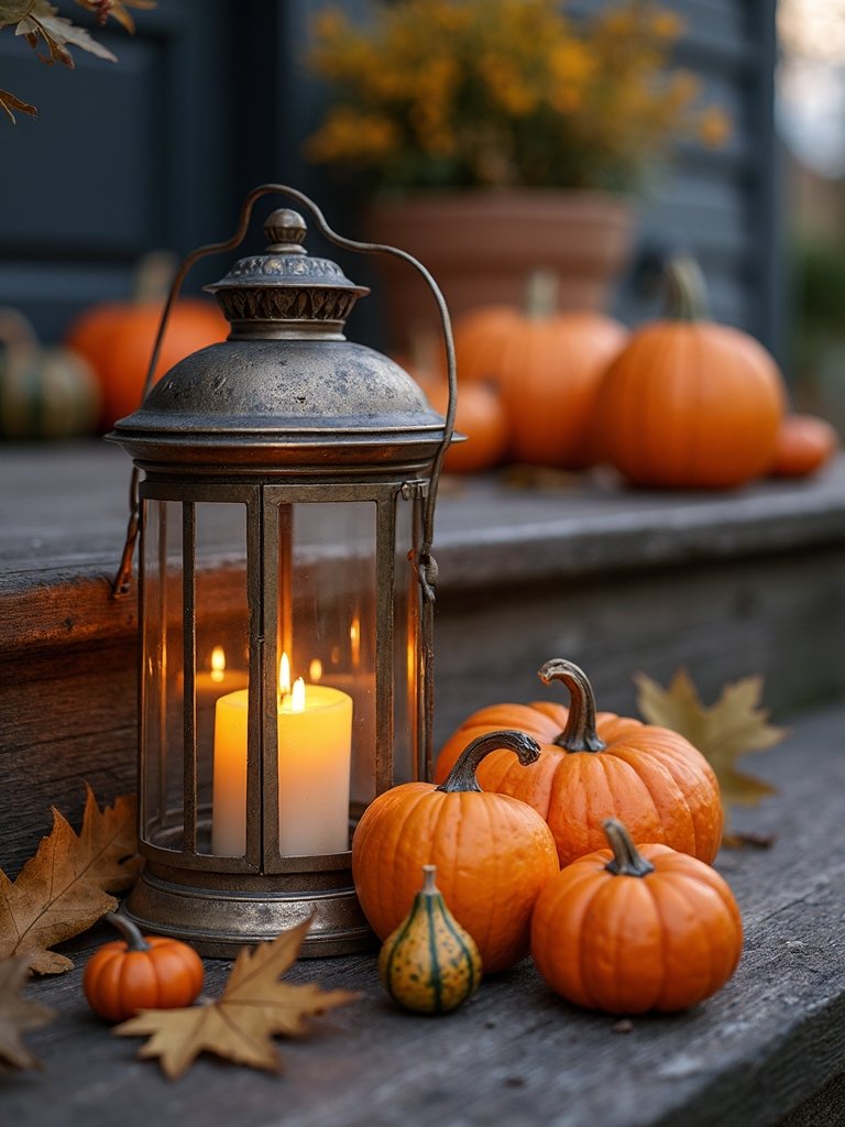pumpkins gourds and lanterns