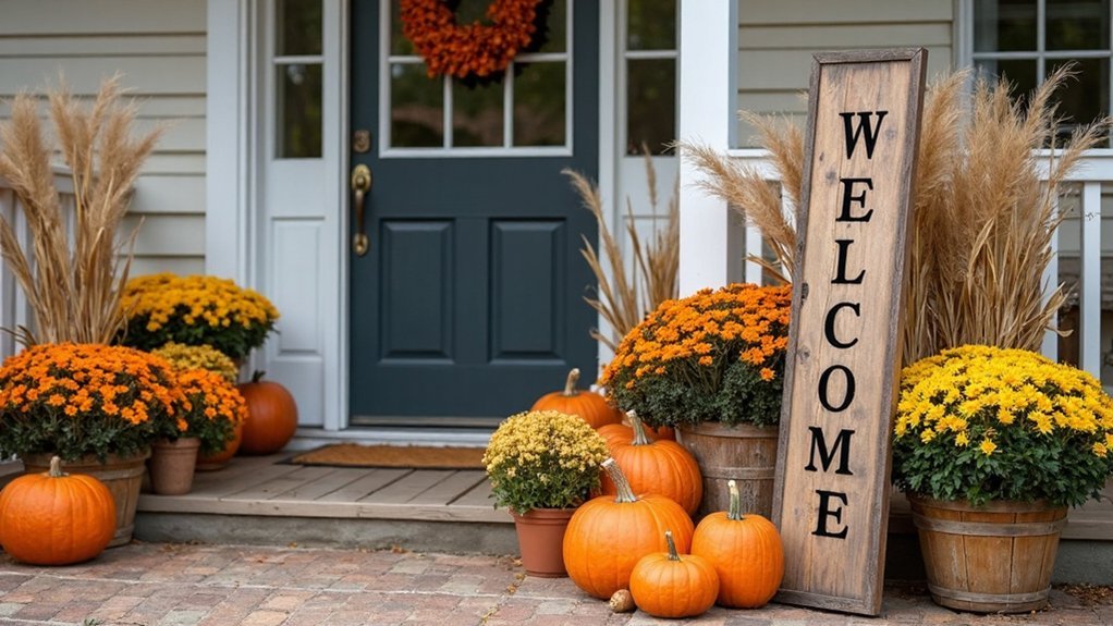 rustic autumn entryway decor