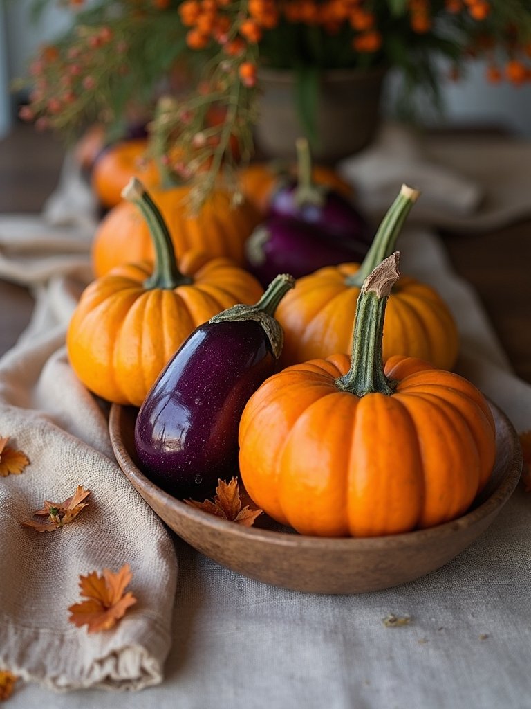 rustic autumn vegetable centerpiece