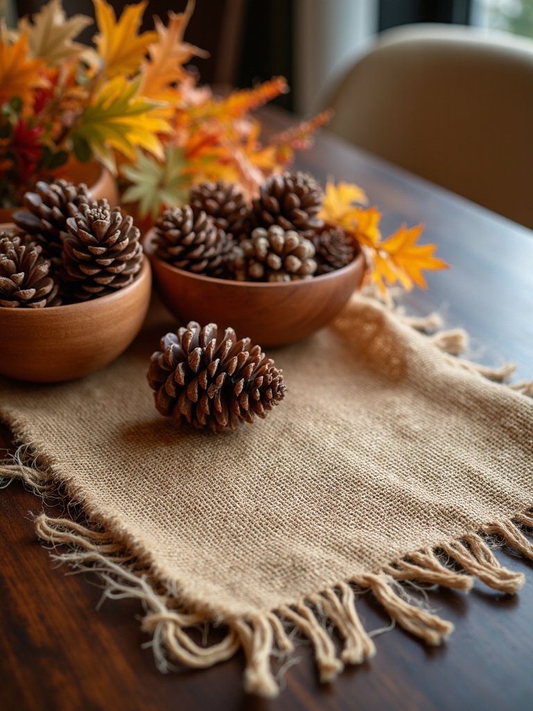 rustic burlap autumn table centerpiece