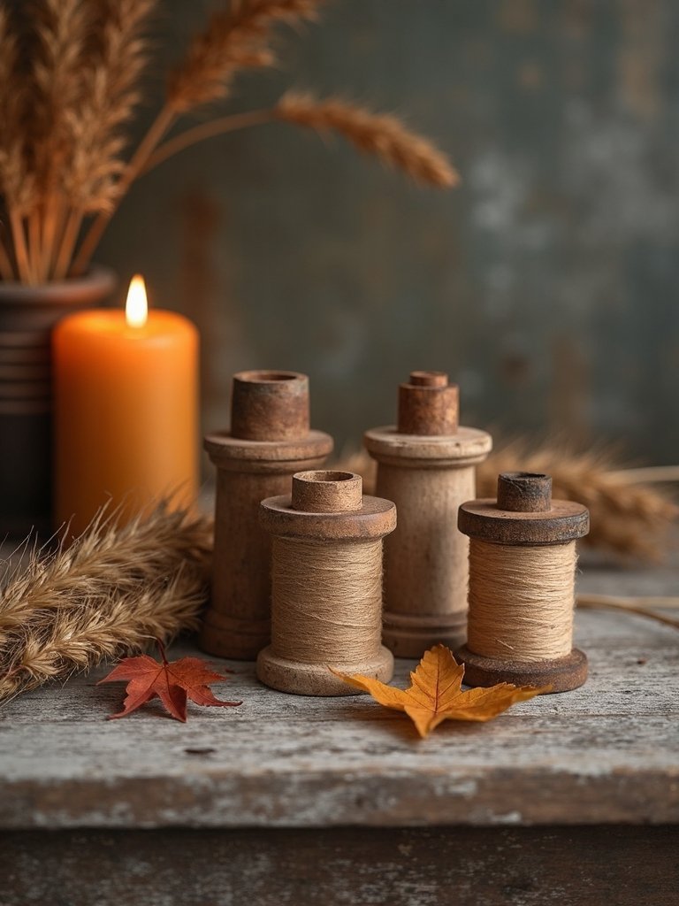 rustic decor with spools