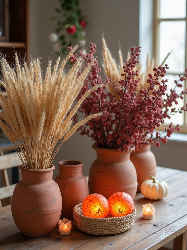 rustic dried floral autumnal arrangements