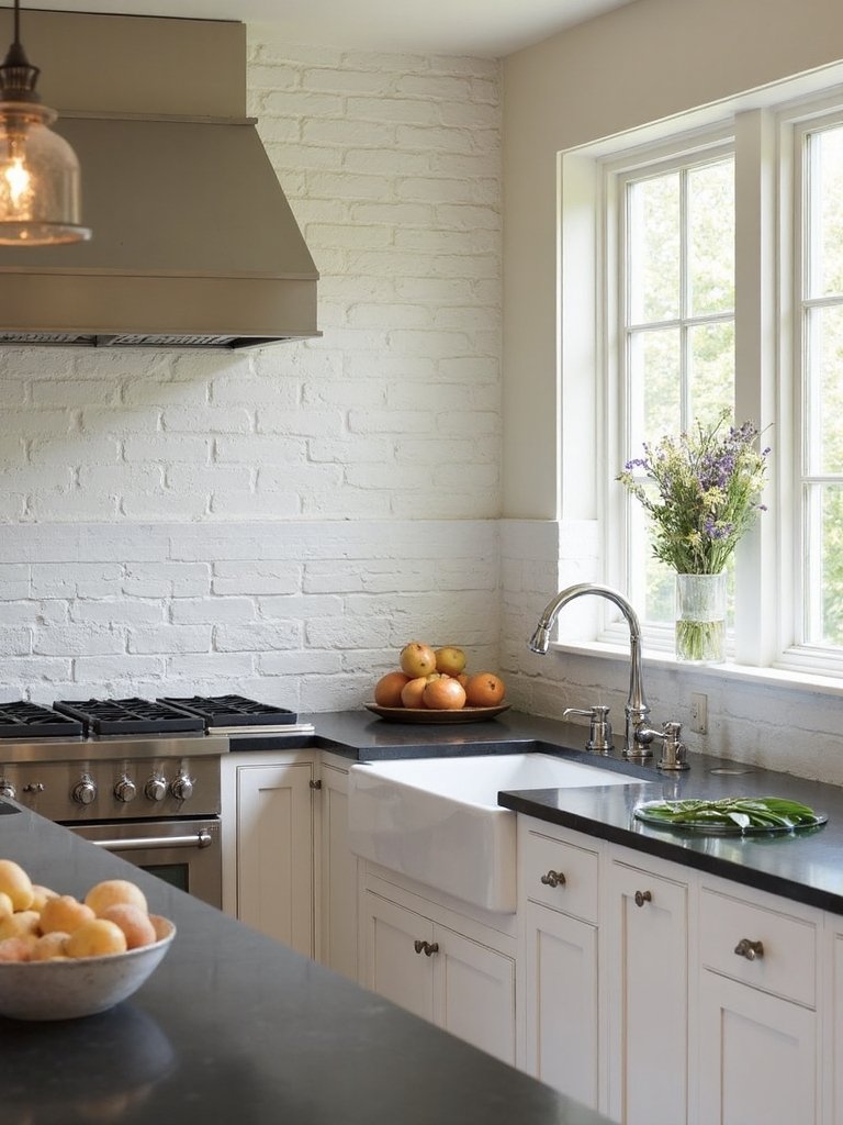 rustic farmhouse brick backsplash charm