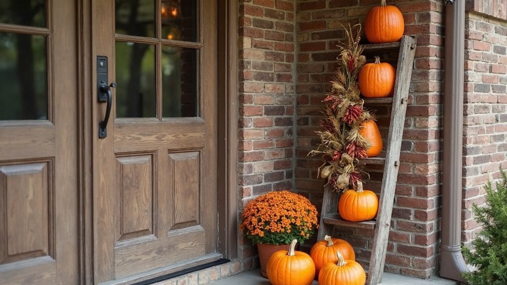 rustic ladder autumn display