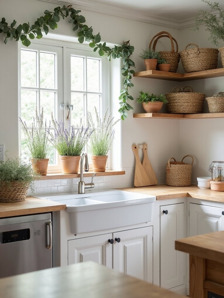 rustic natural botanical farmhouse kitchen