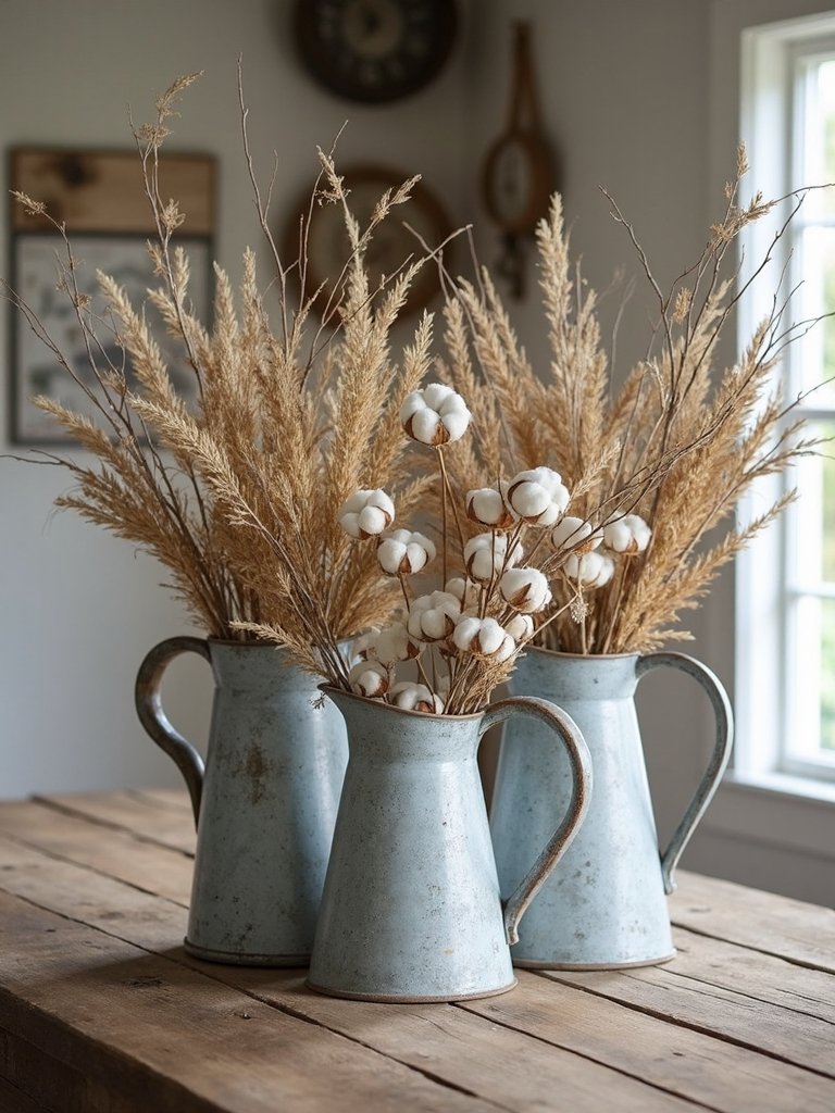rustic pitcher floral displays