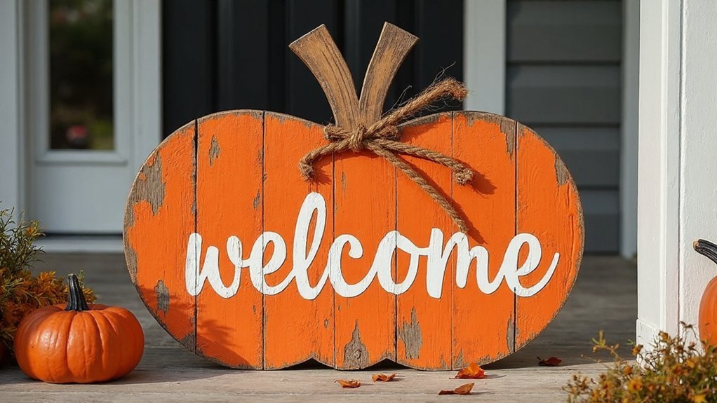 rustic pumpkin welcome signs