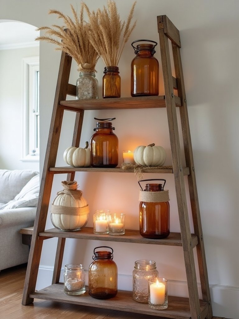 rustic seasonal decor display