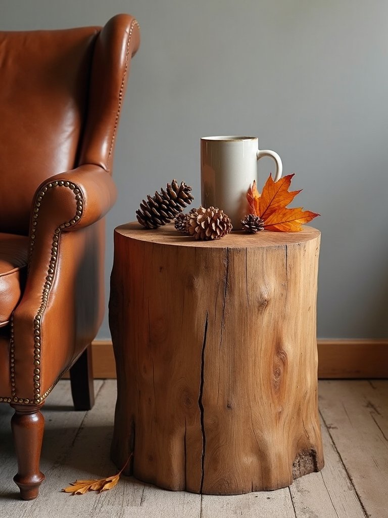 rustic tree stump tables
