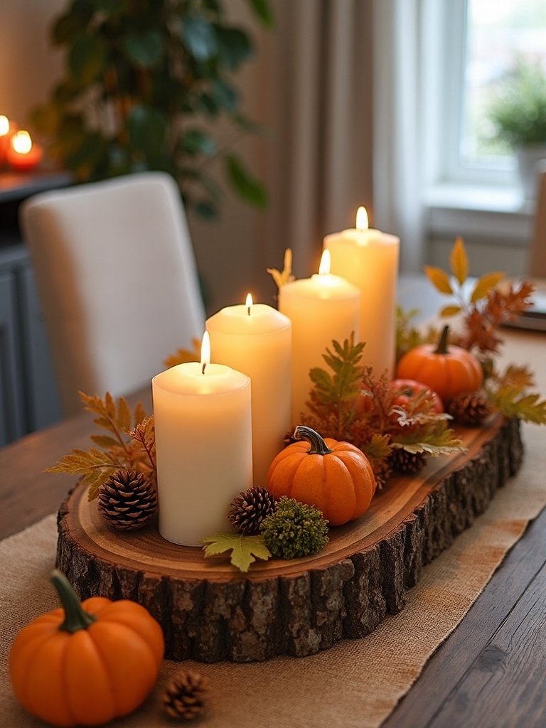 rustic wood slice centerpieces