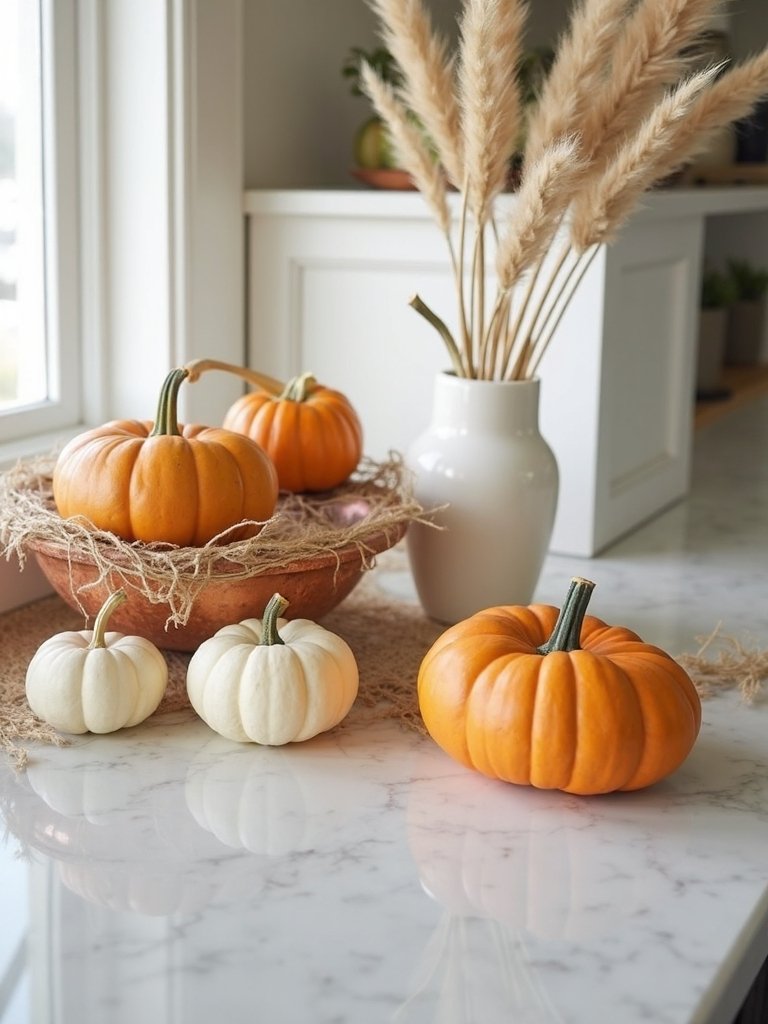 seasonal countertop pumpkin decor