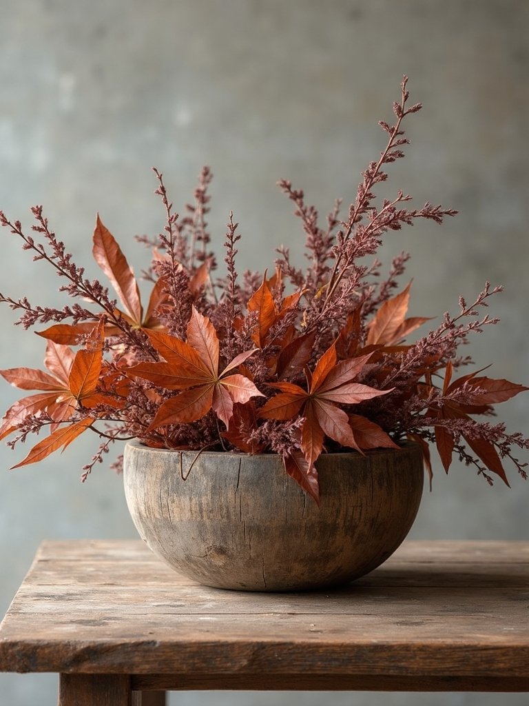 seasonal greenery and pumpkins