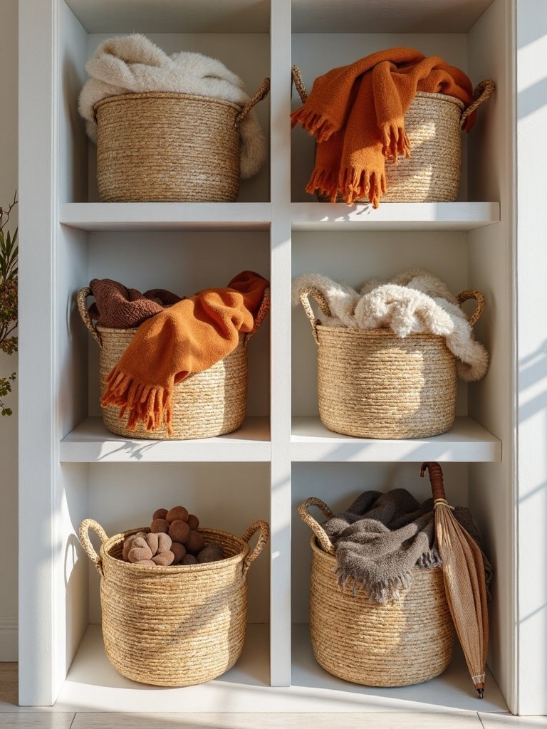 seasonal mudroom organization baskets