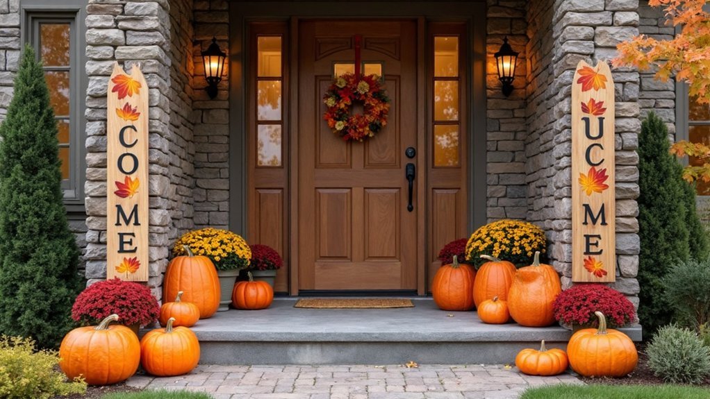 seasonal welcoming signs displayed