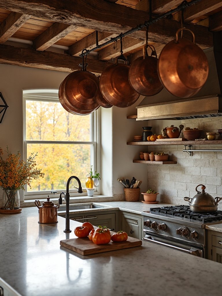 showcase gleaming copper cookware