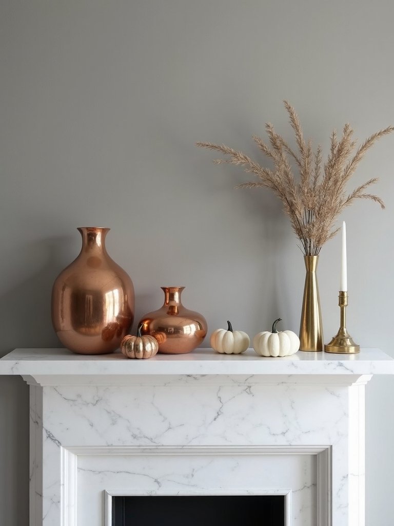 sophisticated seasonal mantel display