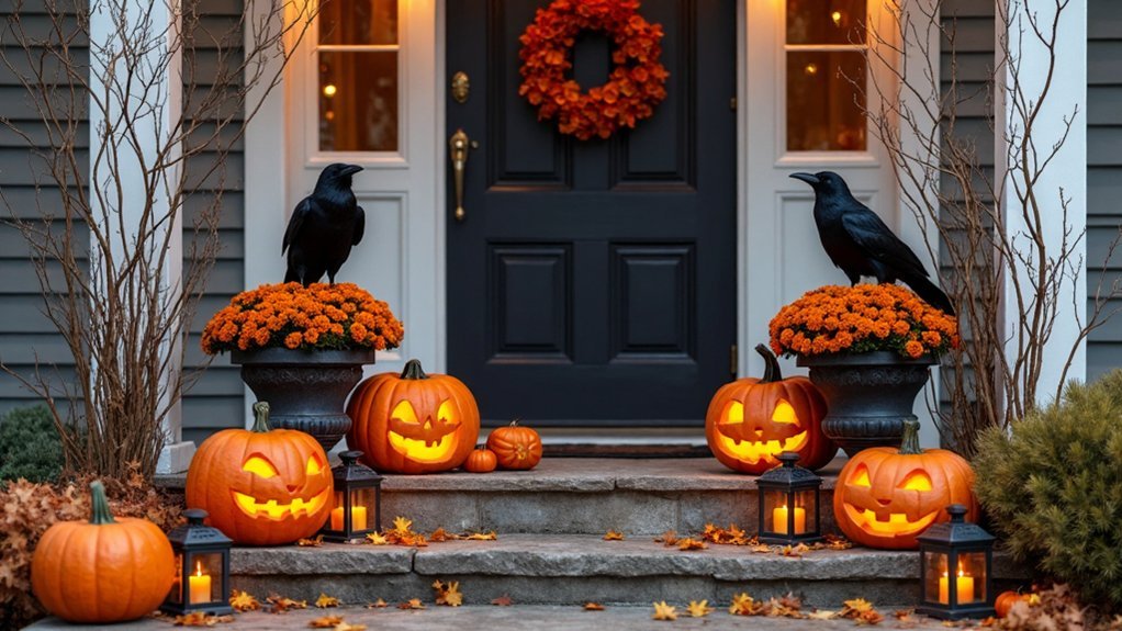 spooky halloween porch display