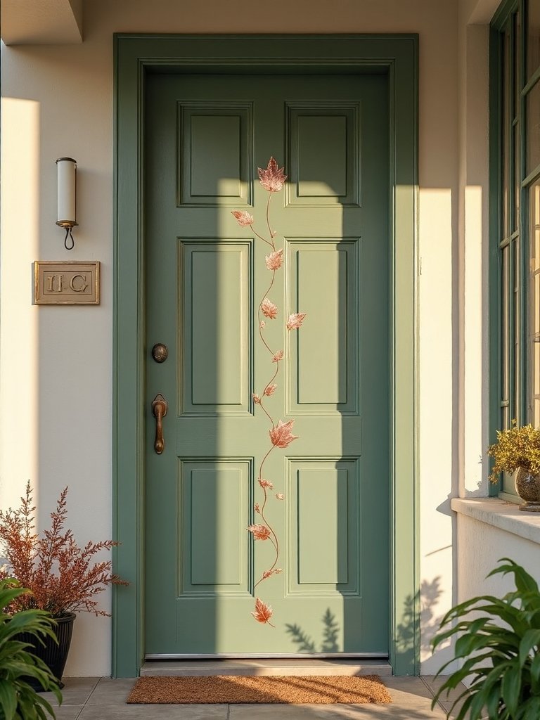 stenciled autumn entryway decor