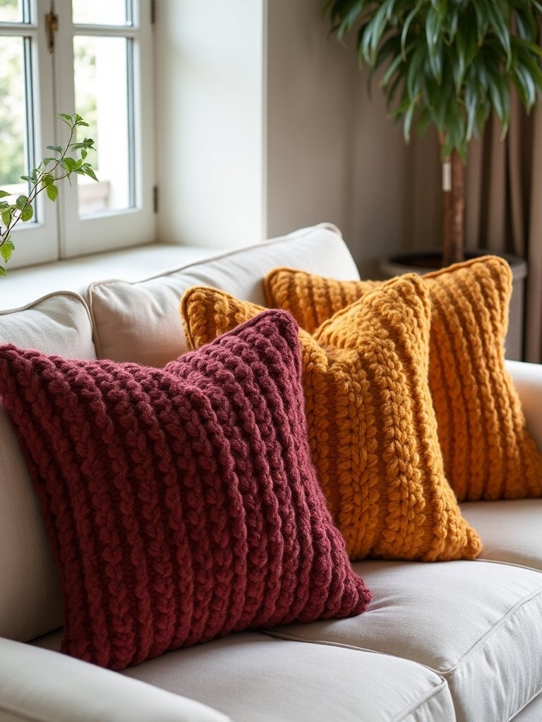 textured autumn throw pillows
