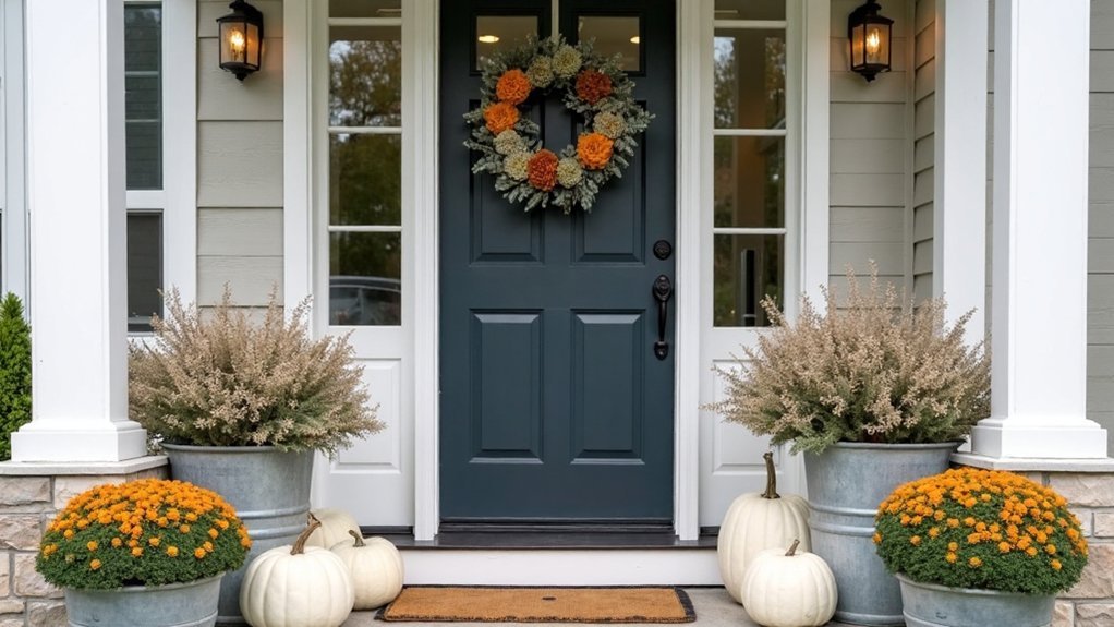 themed fall porch display