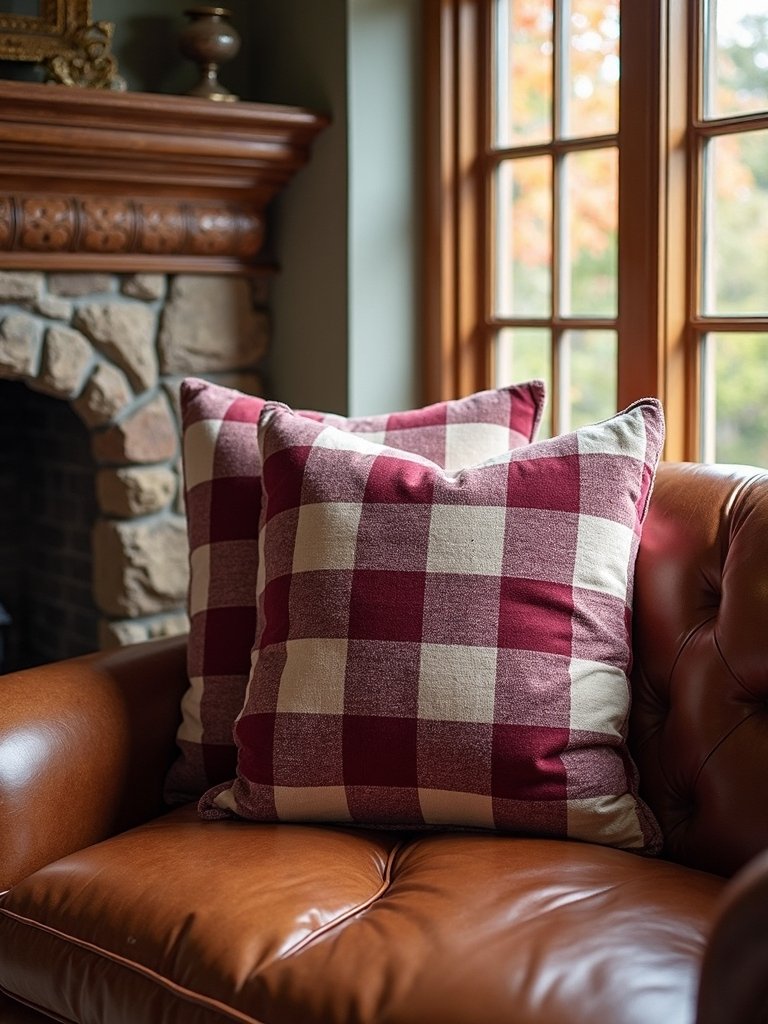 traditional checkered autumn pillows