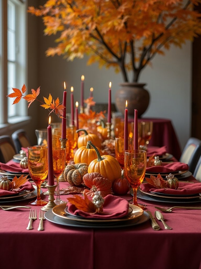 vibrant autumn themed tablescape design