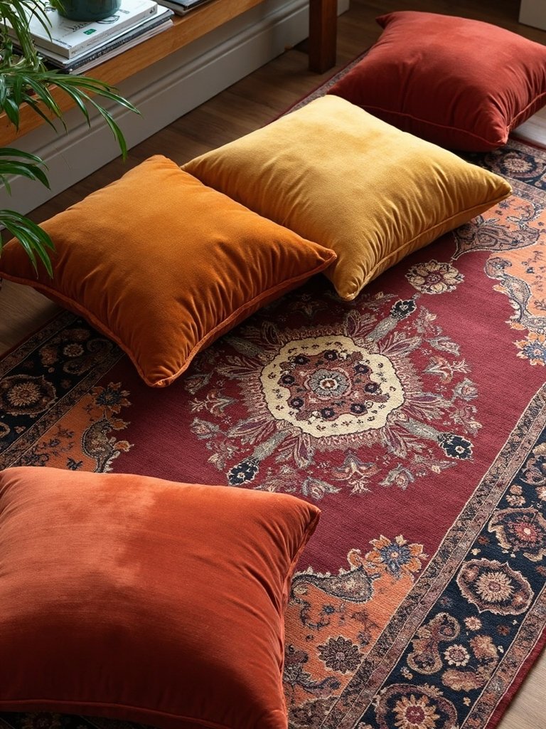 vintage rugs autumn cushions