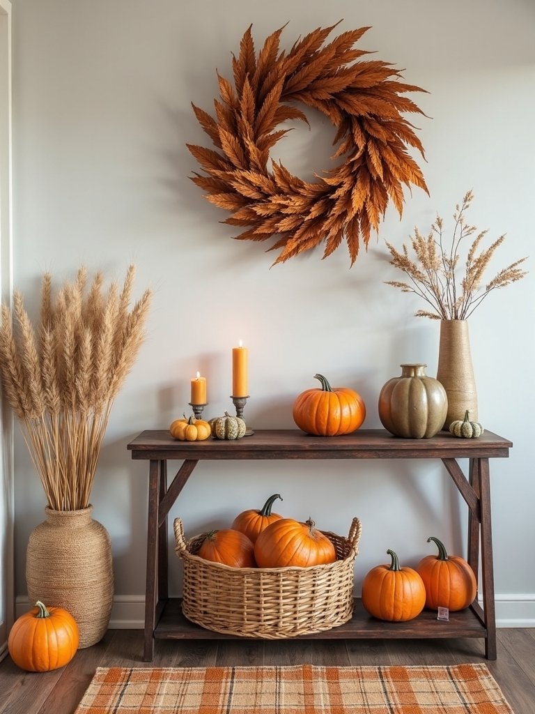 welcoming autumn entryway decorations