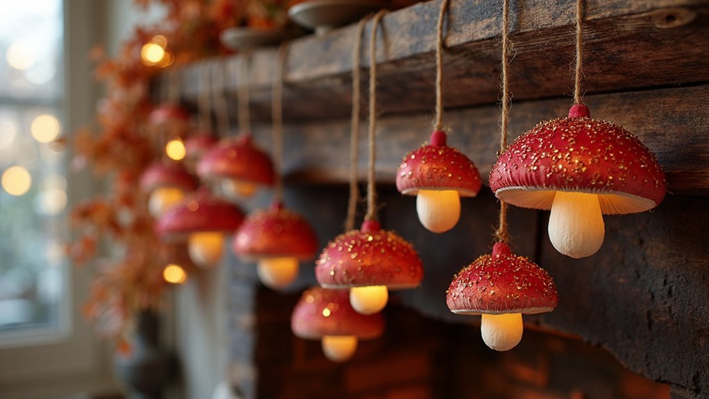 whimsical velvet mushroom garland