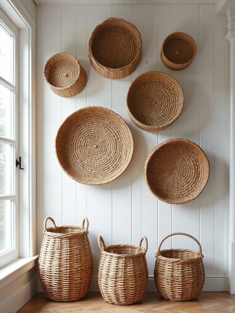 wicker basket wall art