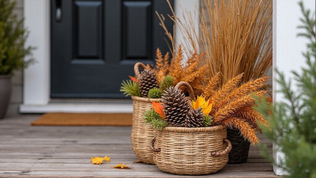 woven baskets enhance texture
