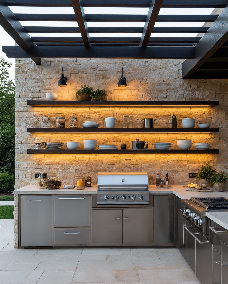 accessible organized outdoor kitchen storage