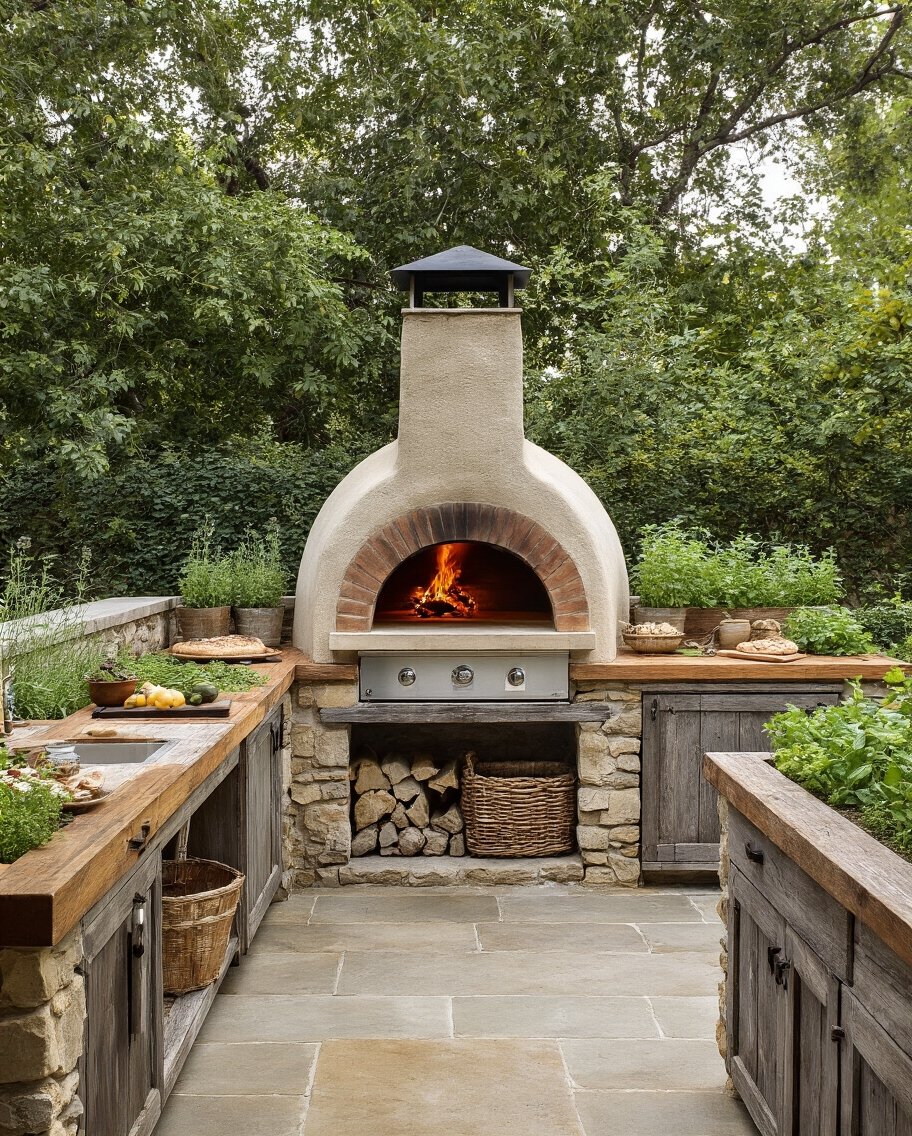 artisanal wood fired pizza oven centerpiece