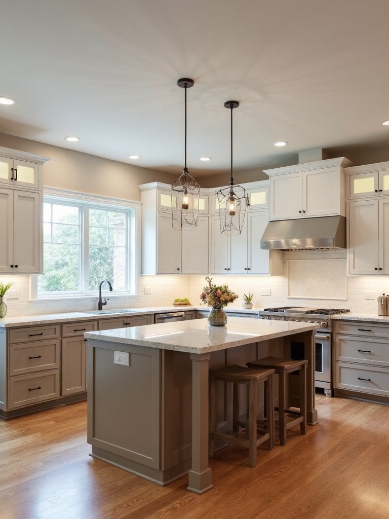 balanced two tone kitchen island design