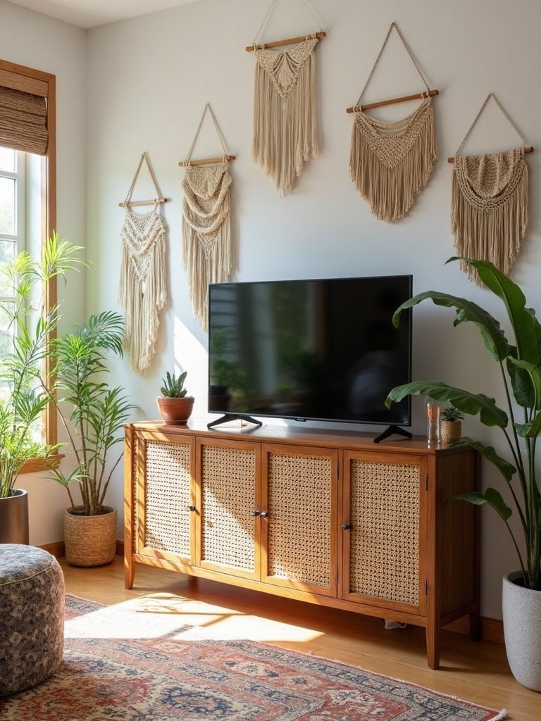 boho chic solid wood media console