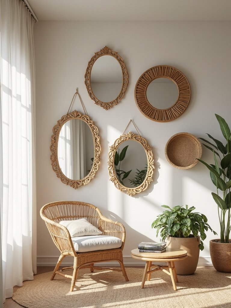 boho mirrors bright airy living